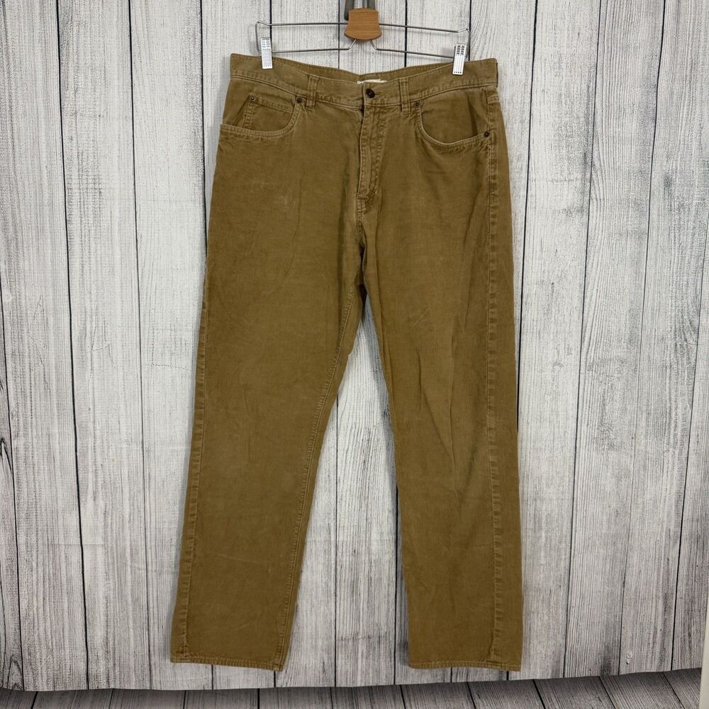 J Crew Men's 36x32 Brown Corduroy Pants Straight Leg Cotton 5 Pocket *ALTERED